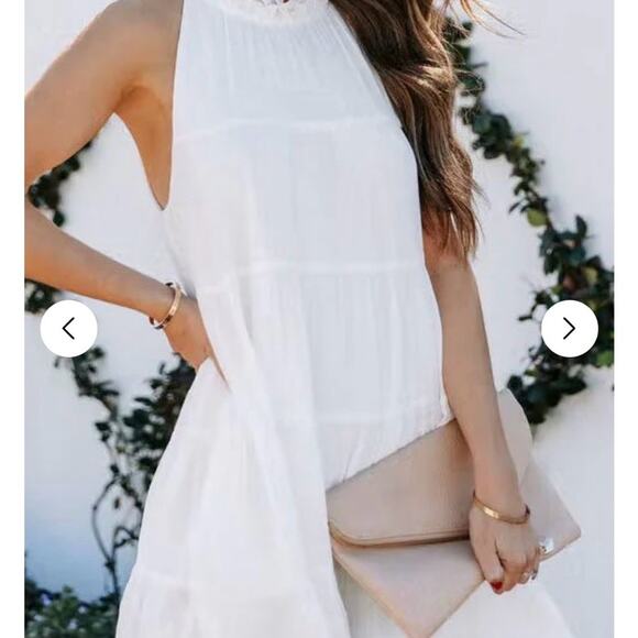 Dresses & Skirts - Boutique Elegant White Pleated Collar Swing Bow Dress Small